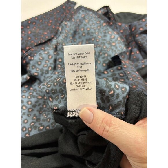 Dolan Anthropologie Marilyn Blouse Top Dark Blue Grey Black Animal Leopard Print - Picture 10 of 11